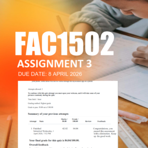 FAC1502 Assignment 3 Semester 1 2026 - Due 8 April 2026