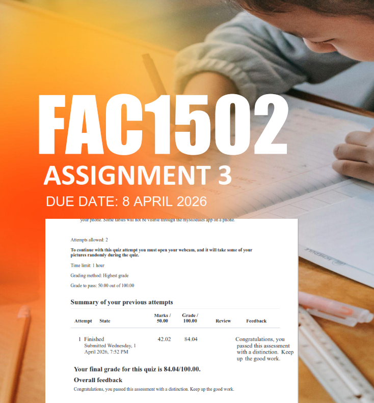 FAC1502 Assignment 3 Semester 1 2026 - Due 8 April 2026