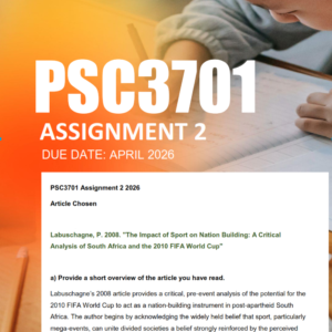 PSC3701 Assignment 2 Semester 1 2026 - Due April 2026
