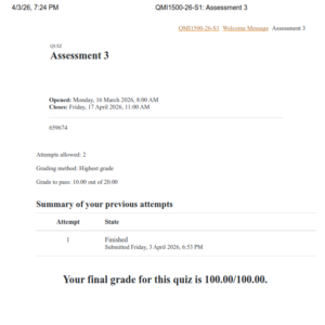 QMI1500 Assignment 3 Semester 1 2026 - Due 17 April 2026