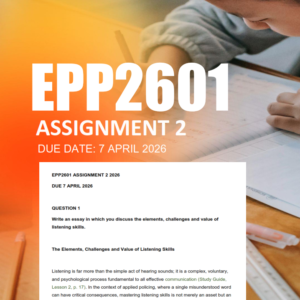 EPP2601 Assignment 2 Semester 1 2026 - Due 7 April 2026