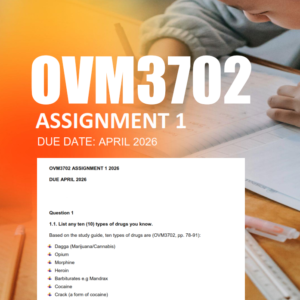 OVM3702 Assignment 1 Semester 1 2026 - Due April 2026