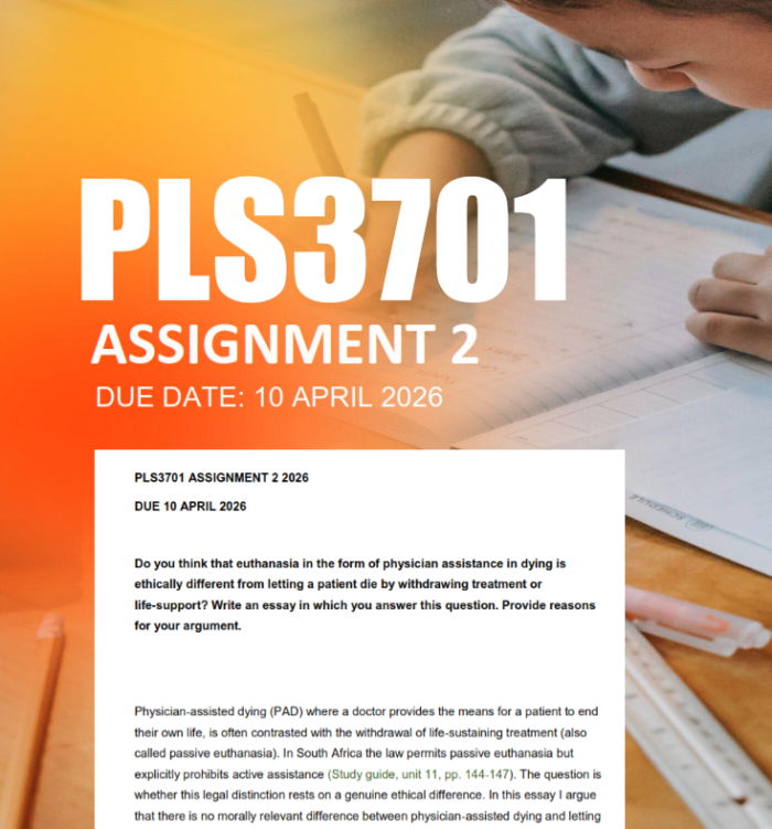 PLS3701 Assignment 2 Semester 1 2026 - Due 10 April 2026 - StudyPass