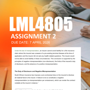 LML4805 Assignment 2 Semester 1 2026 - Due 7 April 2026