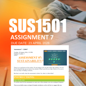 SUS1501 Assignment 7 Semester 1 2026 - Due 23 April 2026