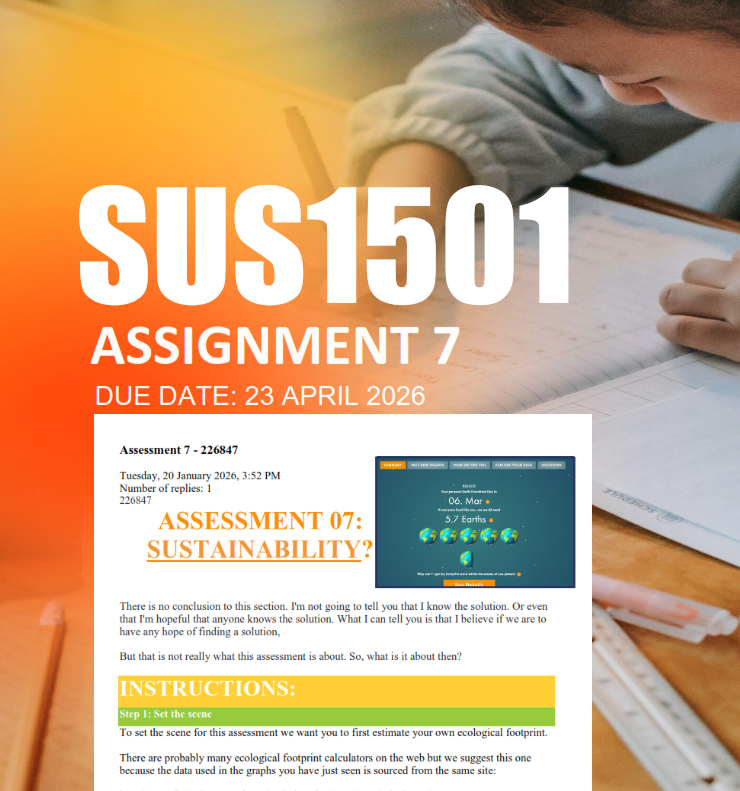SUS1501 Assignment 7 Semester 1 2026 - Due 23 April 2026