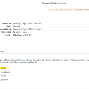 BNU1501 Assignment 3 Semester 1 2026 - Due 8 April 2026