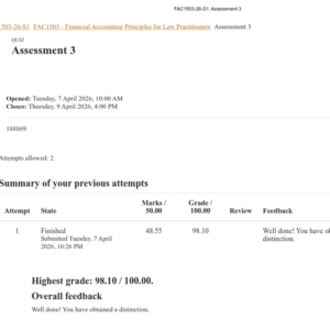 FAC1503 Assignment 3 Semester 1 2026 - Due 9 April 2026 (98%)