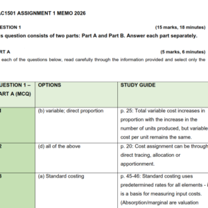 MAC1501 Assignment 1 Semester 1 2026 - Due 9 April 2026