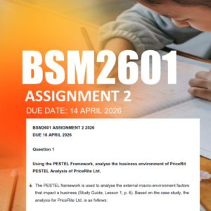 BSM2601 Assignment 2 Semester 1 2026 - Due 14 April 2026