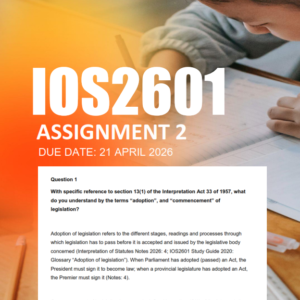 IOS2601 Assignment 2 Semester 1 2026 - Due 21 April 2026
