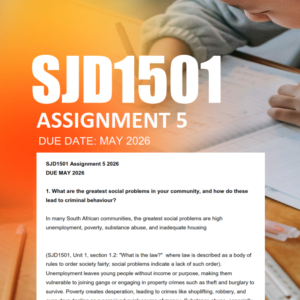 SJD1501 Assignment 5 Semester 1 2026 - Due May 2026