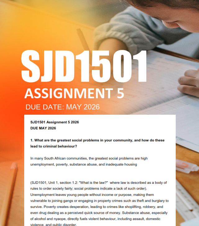 SJD1501 Assignment 5 Semester 1 2026 - Due May 2026
