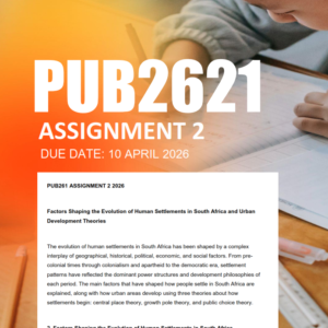 PUB2621 Assignment 2 Semester 1 2026 - Due 10 April 2026