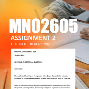 MNO2605 Assignment 2 Semester 1 2026 - Due 10 April 2026