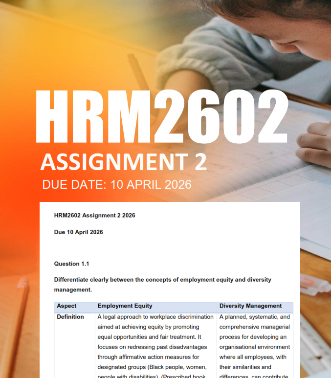 HRM2602 Assignment 2 Semester 1 2026 - Due 10 April 2026
