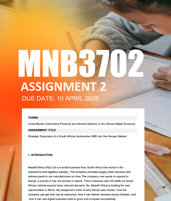 MNB3702 Assignment 2 Semester 1 2026 - Due 10 April 2026