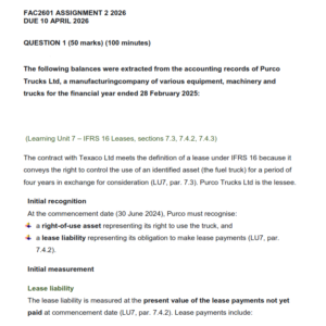 FAC2601 Assignment 2 Semester 1 2026 - Due 10 April 2026