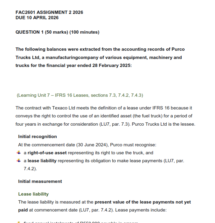 FAC2601 Assignment 2 Semester 1 2026 - Due 10 April 2026