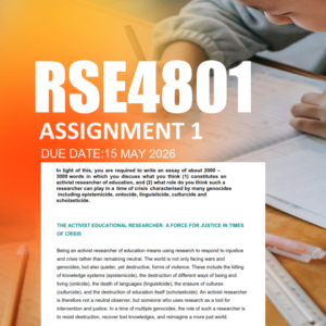 RSE4801 Assignment 1 Semester 1 2026 - Due 15 May 2026