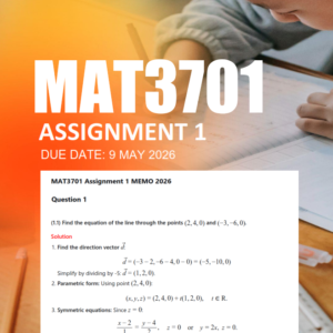 MAT3701 Assignment 1 Semester 1 2026 - Due 4 May 2026