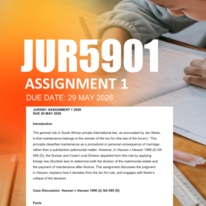 JUR5901 Assignment 1 Semester 1 2026 - Due 29 May 2026