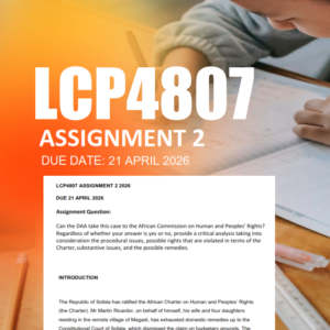 LCP4807 Assignment 2 Semester 1 2026 - Due 21 April 2026
