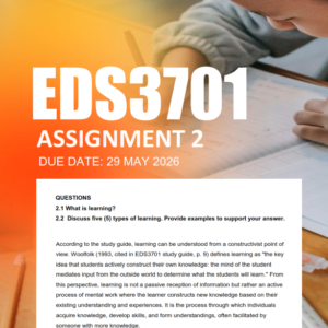 EDS3701 Assignment 2 Semester 1 2026 - Due 29 May 2026