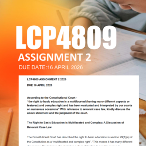 LCP4809 Assignment 2 Semester 1 2026 - Due 16 April 2026