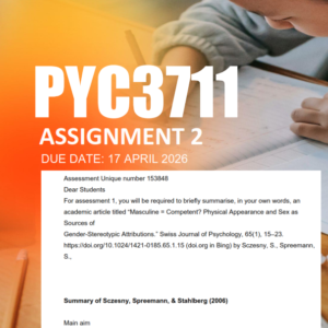 PYC3711 Assignment 2 Semester 1 2026 - Due 17 April 2026