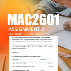 MAC2601 Assignment 2 Semester 1 2026 - Due 17 April 2026