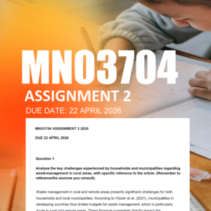 MNO3704 Assignment 2 Semester 1 2026 - Due 22 April 2026