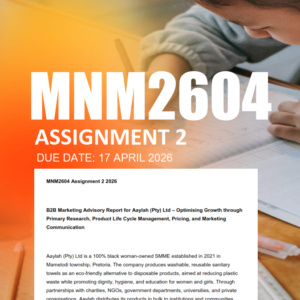 MNM2604 Assignment 2 Semester 1 2026 - Due 17 April 2026