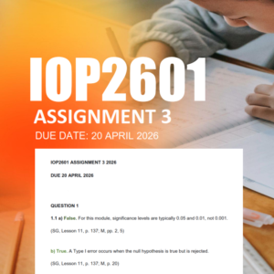 IOP2601 Assignment 3 Semester 1 2026 - Due 20 April 2026
