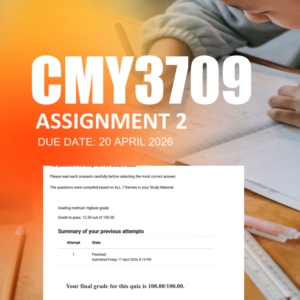 CMY3709 Assignment 2 Semester 1 2026 - Due 20 April 2026