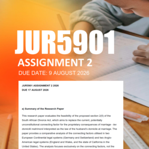 JUR5901 Assignment 2 Semester 1 2026 - Due 9 August 2026