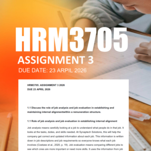 HRM3705 Assignment 3 Semester 1 2026 - Due 23 April 2026
