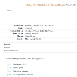 OTE2601 Assignment 1 Semester 1 2026 - Die 20 April 2026
