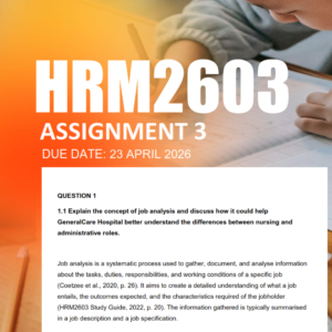 HRM2603 Assignment 3 Semester 1 2026 - Due 23 April 2026