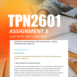TPN2601 Assignment 3 Semester 1 2026 - Due May 2026