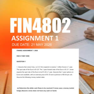 FIN4802 Assignment 1 Semester 1 2026 - Due 21 May 2026