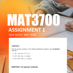 MAT3700 Assignment 2 Semester 1 2026 - Due May 2026