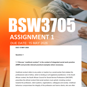 BSW3705 Assignment 1 Semester 1 2026 - Due 15 May 2026