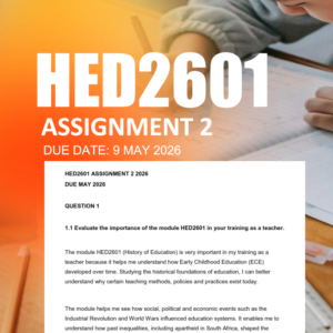 HED2601 Assignment 2 Semester 1 2026 - Due 9 May 2026
