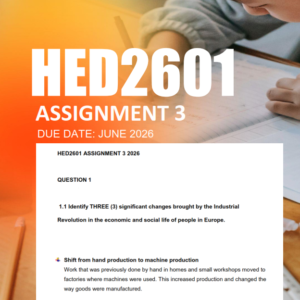 HED2601 Assignment 3 Semester 1 2026 - Due June 2026