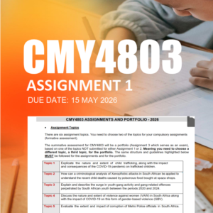 CMY4803 Assignment 1 Semester 1 2026 - Due 15 May 2026