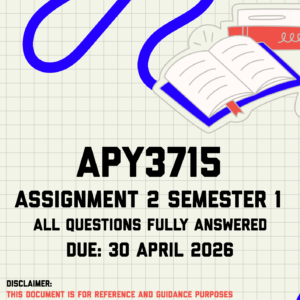 APY3715 Assignment 2 Semester 1 Memo | Due 30 April 2026