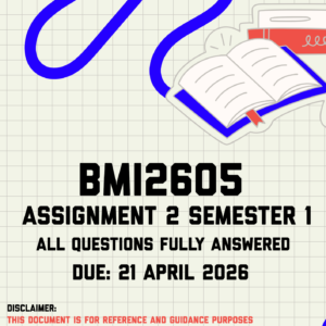 BMI2605 Assignment 2 Semester 1 Memo | Due 21 April 2026