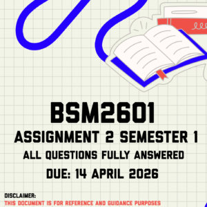 BSM2601 Assignment 2 Semester 1 Memo | Due 14 April 2026