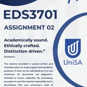 EDS3701 Assignment 2 2026 | Due Date 8 May 2026 |